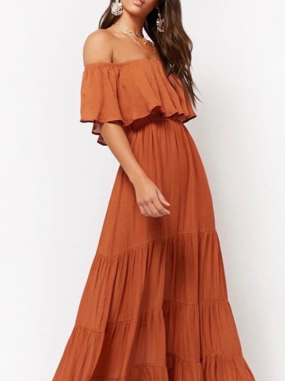 Off the Shoulder Ruffle Maxi Dress